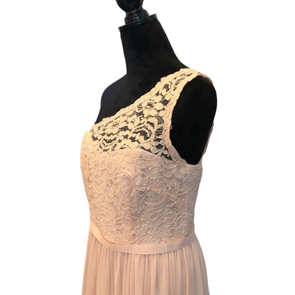 David’s Bridal One Shouldered Pink Gown size 10 - Picture 8 of 14